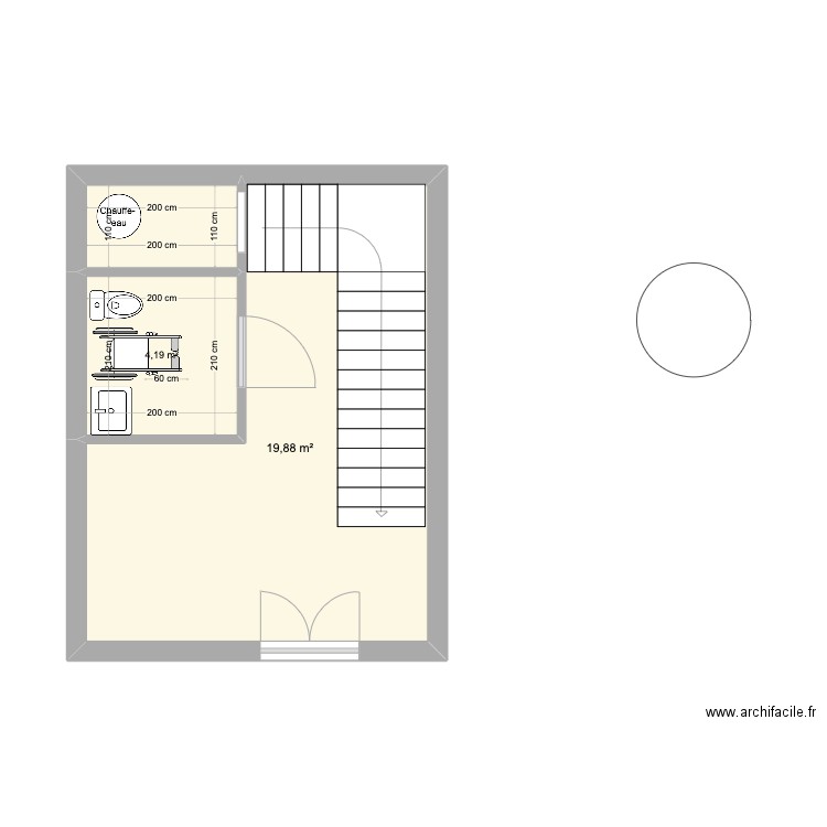 wc rdc V3. Plan de 3 pièces et 26 m2