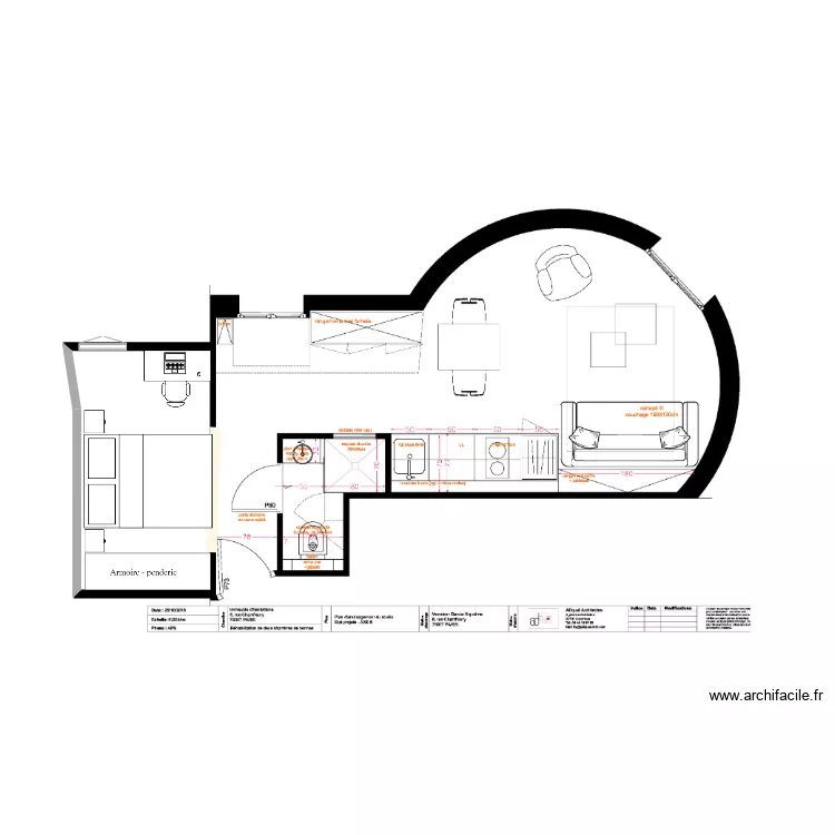 Extension 7eme porte couloir. Plan de 