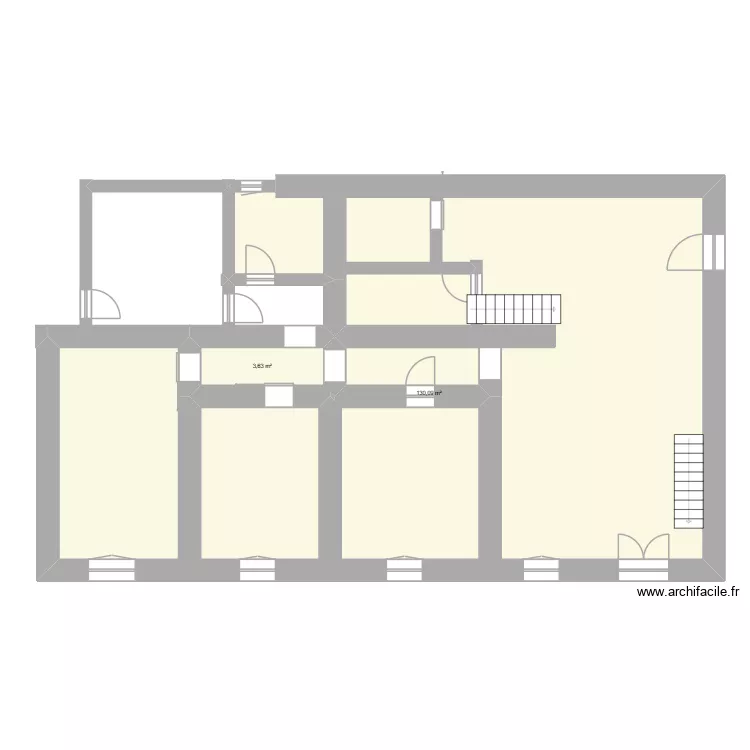 la rouaudiere. Plan de 2 pièces et 134 m²
