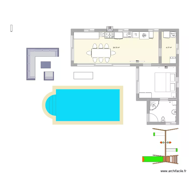 terrain. Plan de 2  et 28 m²