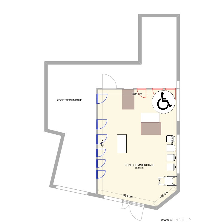 SQ ST GEORGE. Plan de 2 pièces et 73 m2