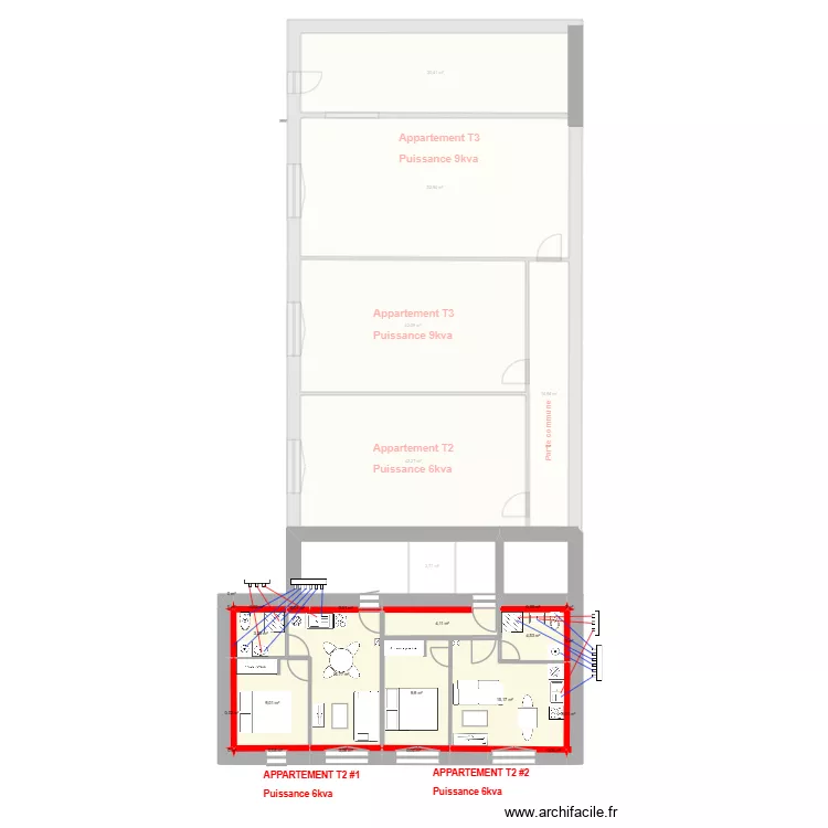 T2 Bern&eacute; Plomberie. Plan de 38  et 634 m²