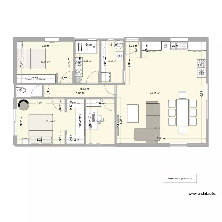 Essai 2. Plan de 6 Pièces et 82 m² Essai 2. Plan de 6 Pièces et 82 m²