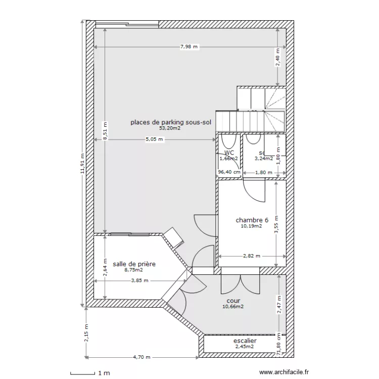 garage en sous-sol. Plan de 