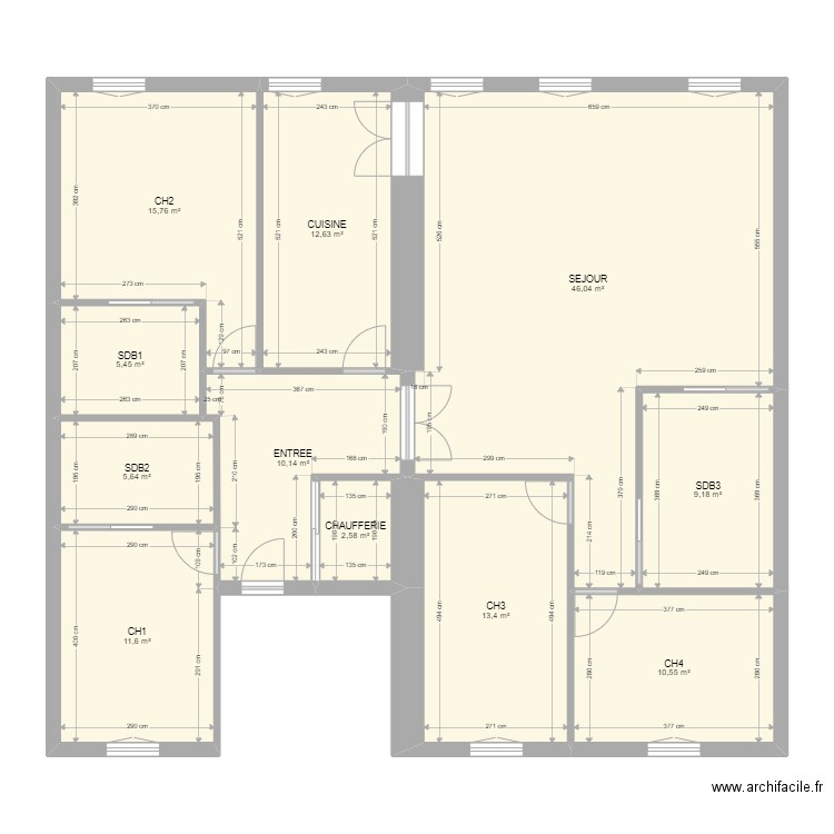 FOIX immeuble app2. Plan de 11 pièces et 143 m2