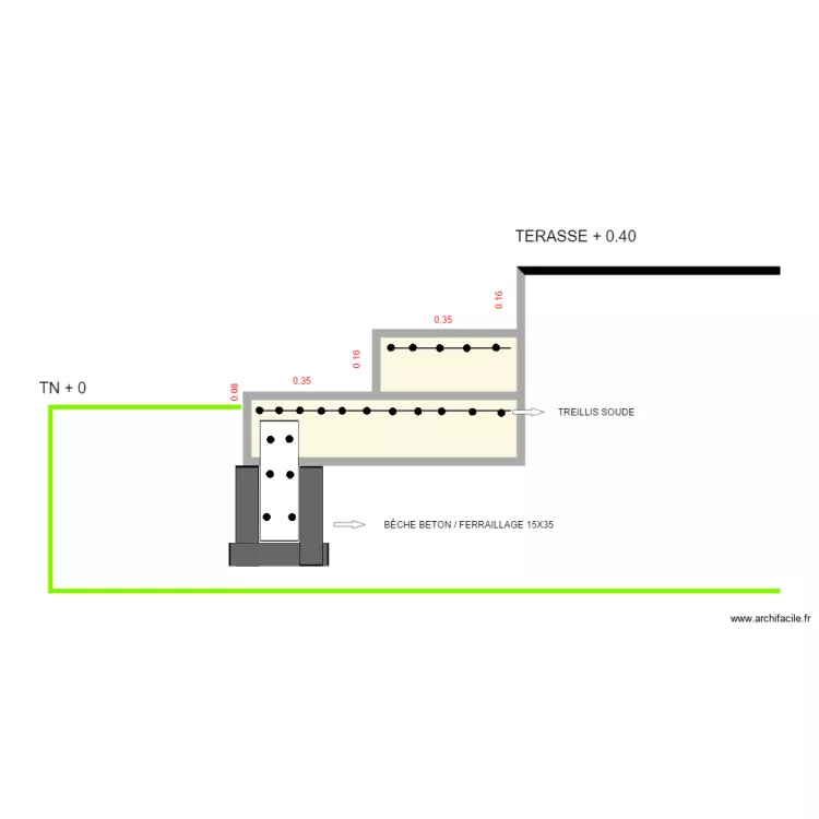 FOUQUET PRINCIPE MARCHE BETON . Plan de 