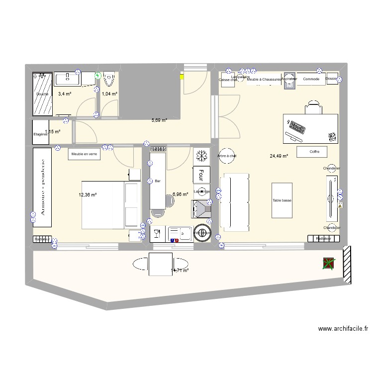 Plein Soleil 3. Plan de 9 pièces et 72 m2