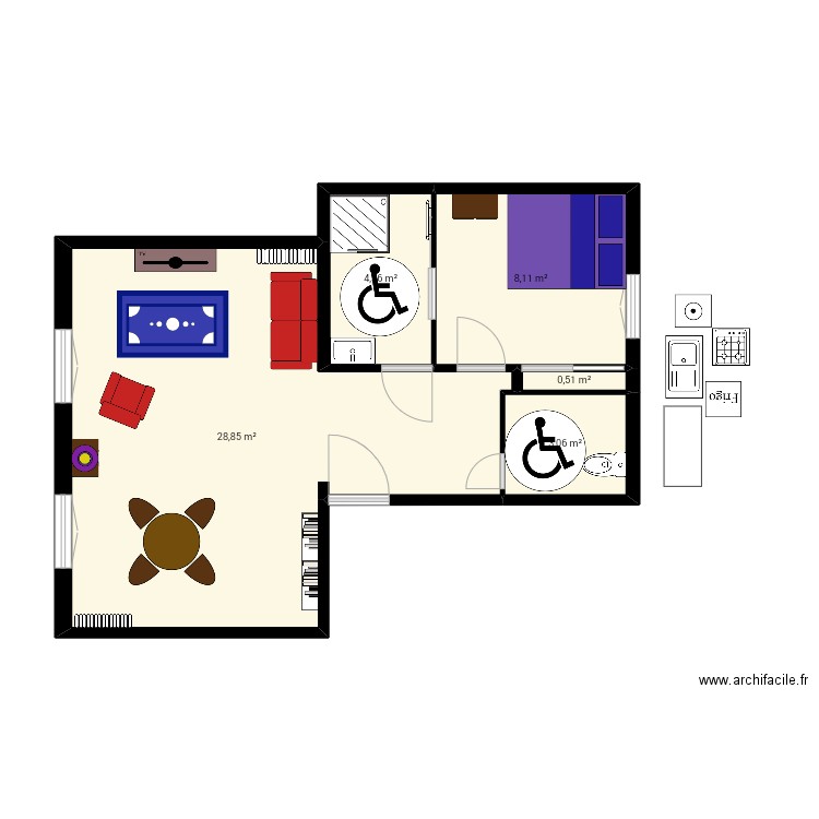 plan de base. Plan de 5 pièces et 45 m2