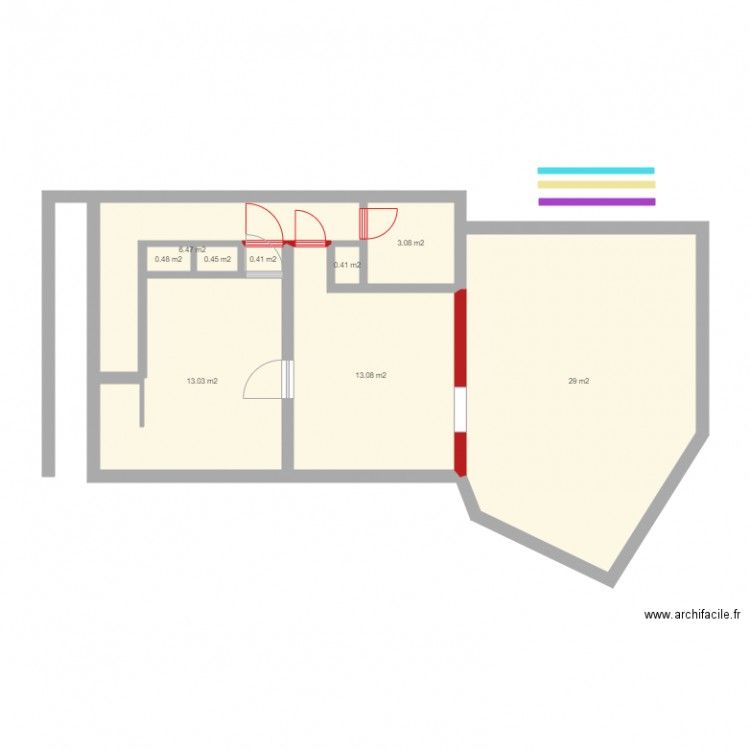 ETAGE DROIT vierge cotes. Plan de 0 pièce et 0 m2