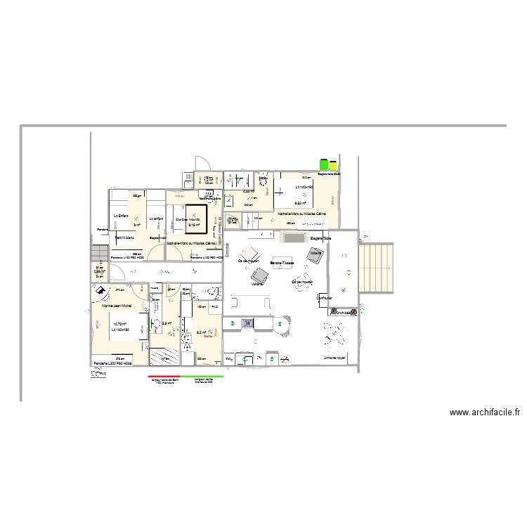 THARON plan cellier sdb + placard a. Plan de 10 pièces et 58 m2