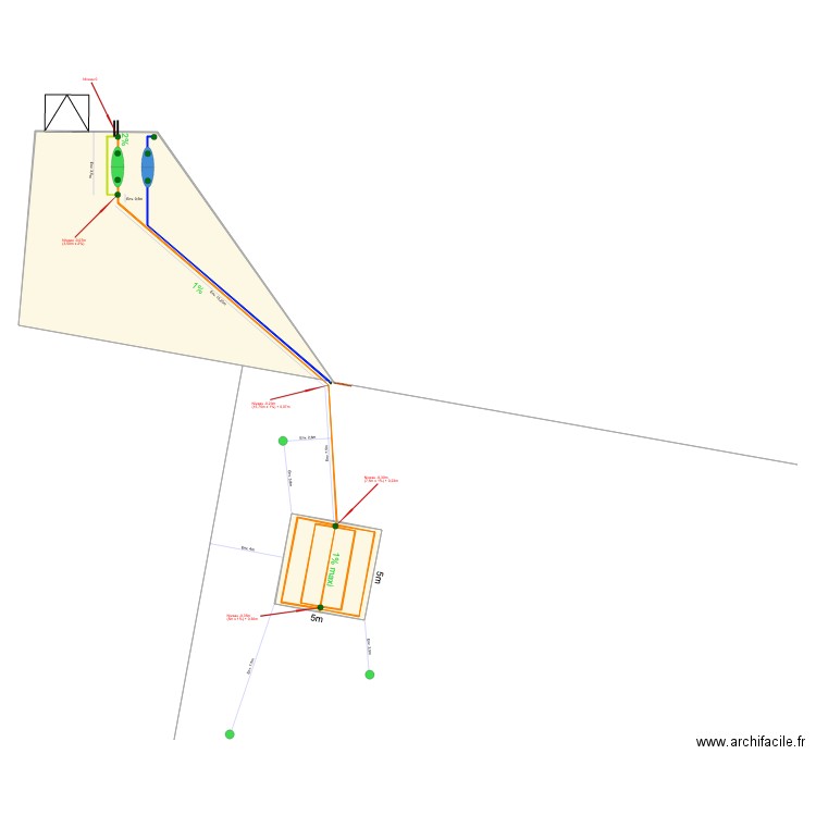 Plan assainissement avec cotes. Plan de 0 pièce et 0 m2