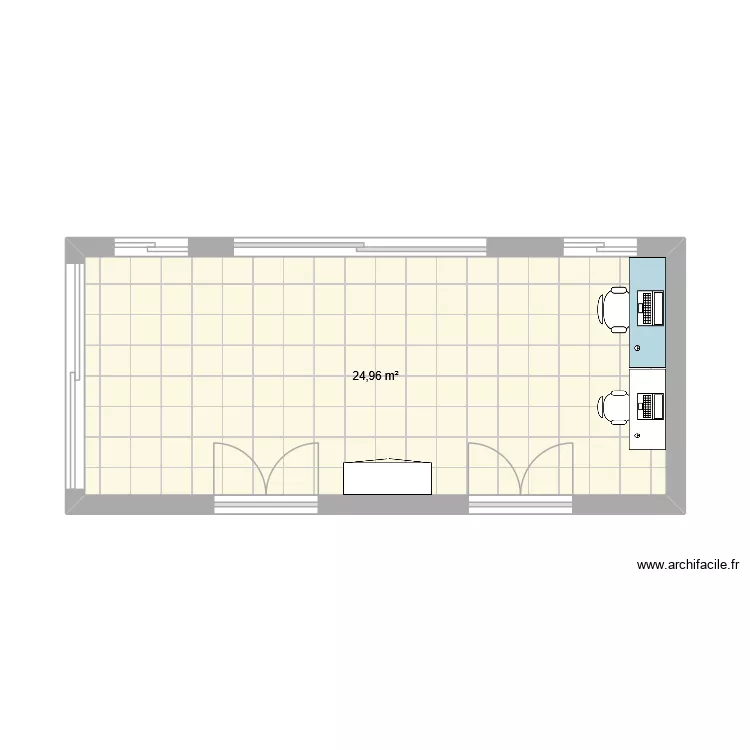 veranda. Plan de 1  et 25 m²