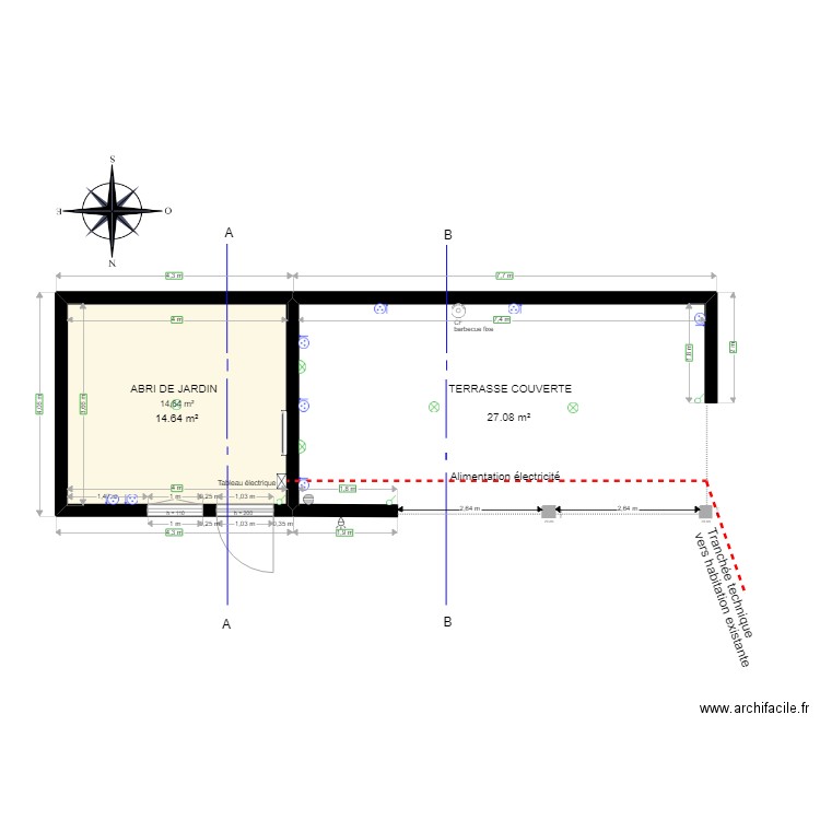 PCMI 0. VUE EN PLAN MODIFIEE. Plan de 1 pièce et 15 m2