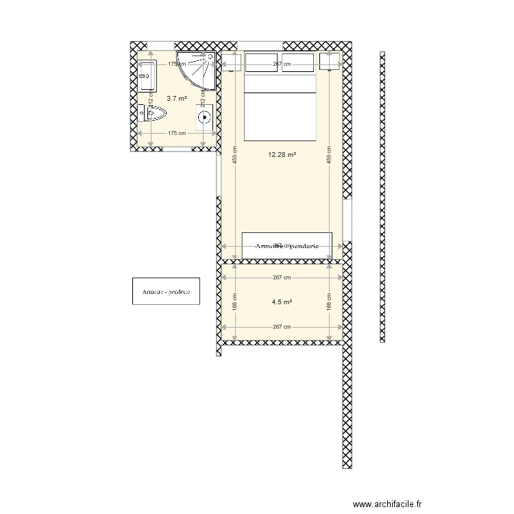 VR 3 pièces a modifier. Plan de 0 pièce et 0 m2