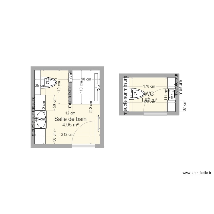 Kieffer Georges wc  SDB. Plan de 0 pièce et 0 m2