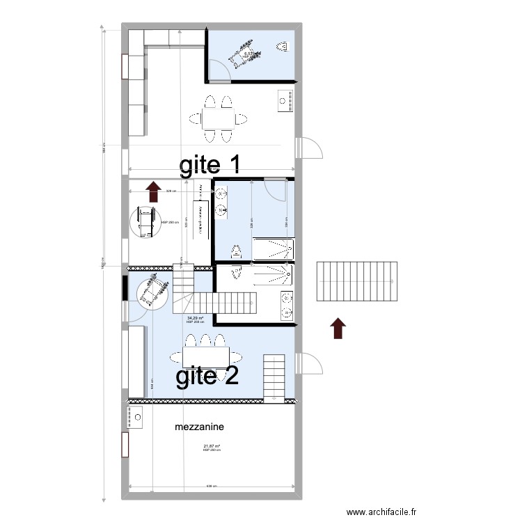 gite 1 ET 2 RDC. Plan de 0 pièce et 0 m2