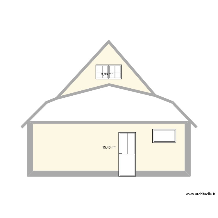 Façade 4. Plan de 2 pièces et 19 m2