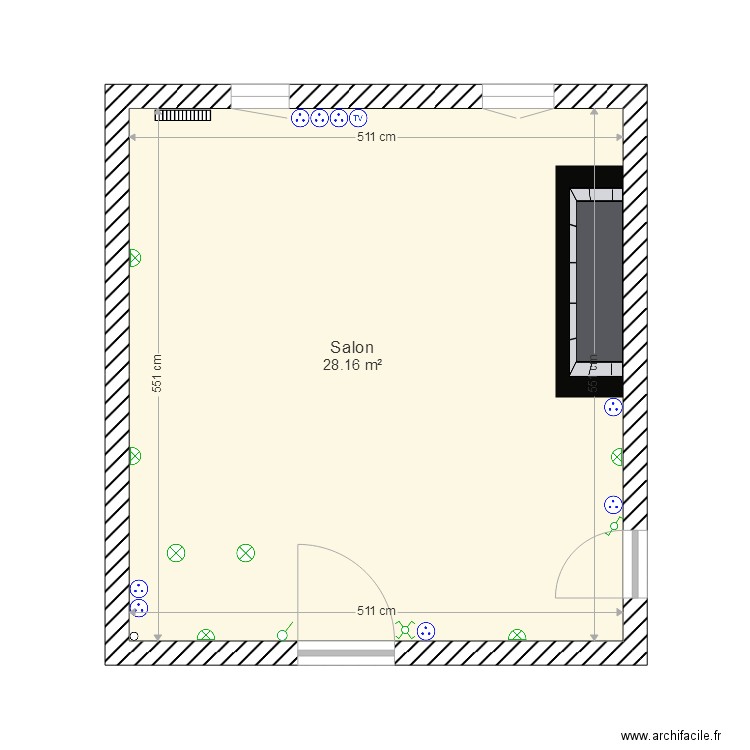 salon  électricité. Plan de 0 pièce et 0 m2