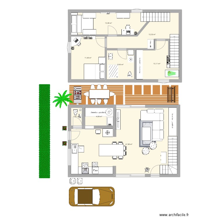 maison. Plan de 8 pièces et 107 m2