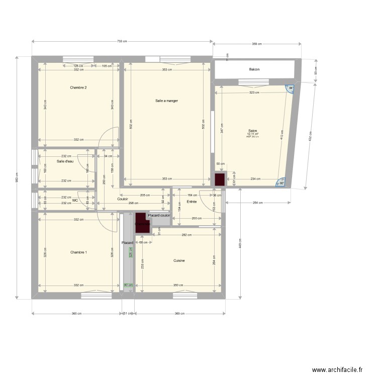 Champ Sirebon Elec. Plan de 15 pièces et 111 m2