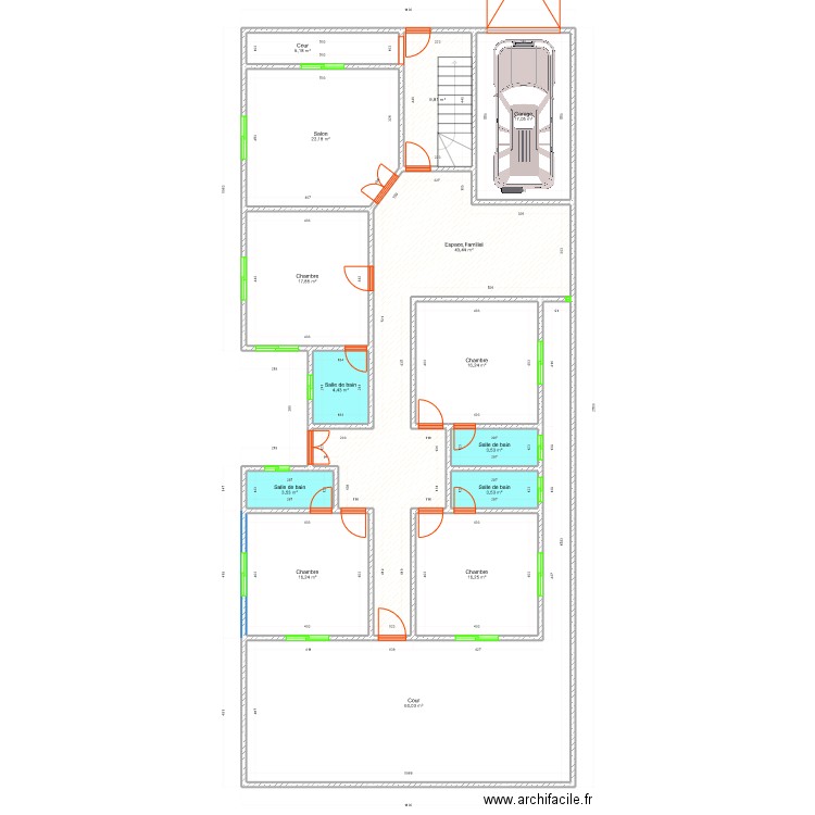 Maxtaar,njaay. Plan de 14 pièces et 239 m2