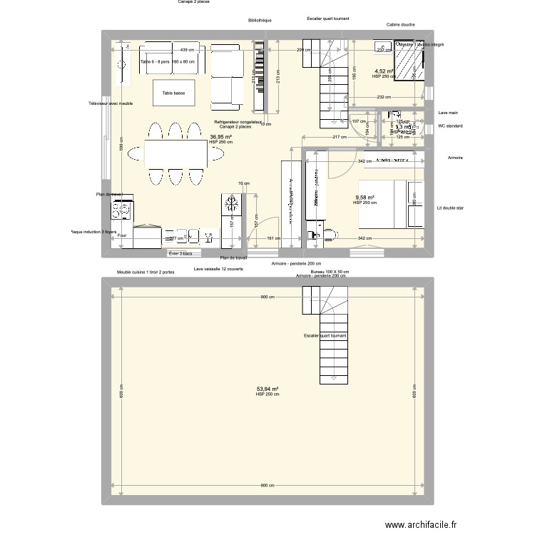 ESSAI 19/1. Plan de 5 pièces et 106 m2