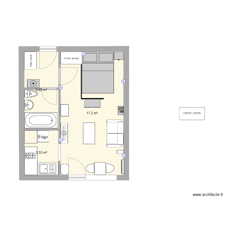 Appartement malakoff v4. Plan de 3 pièces et 26 m2