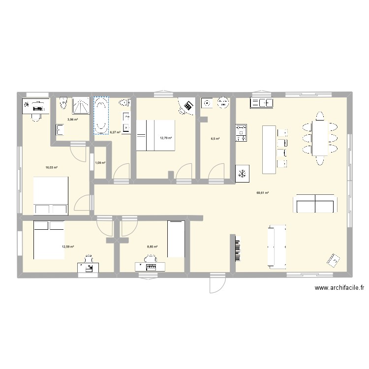 SWC barn . Plan de 9 pièces et 138 m2