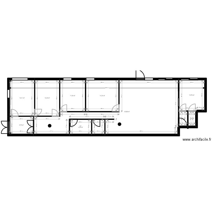 83SM512R projet V2 Existant bon. Plan de 10 pièces et 138 m2