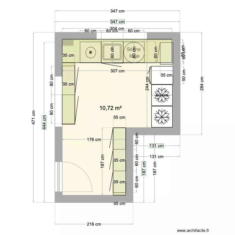 buanderie. Plan de 