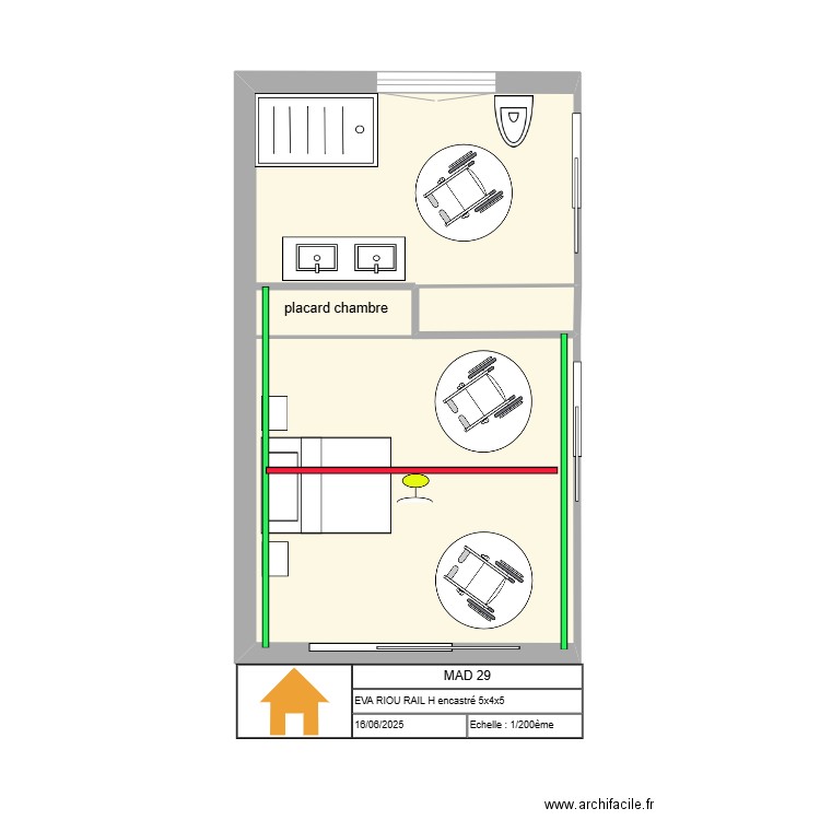 Eva RIOU LANESTER. Plan de 2 pièces et 26 m2