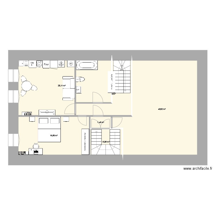 etage 2. Plan de 6 pièces et 101 m2