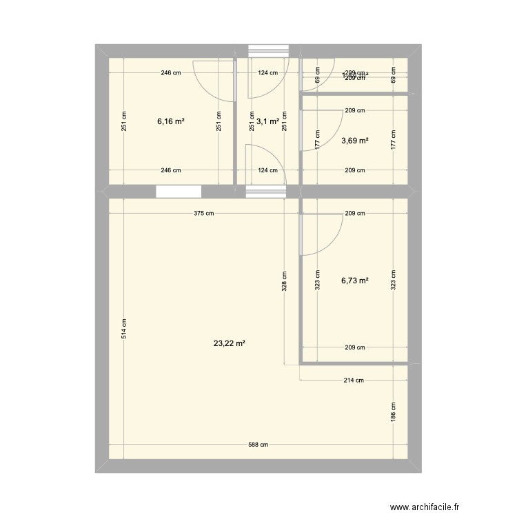 ribault origine. Plan de 6 pièces et 44 m2