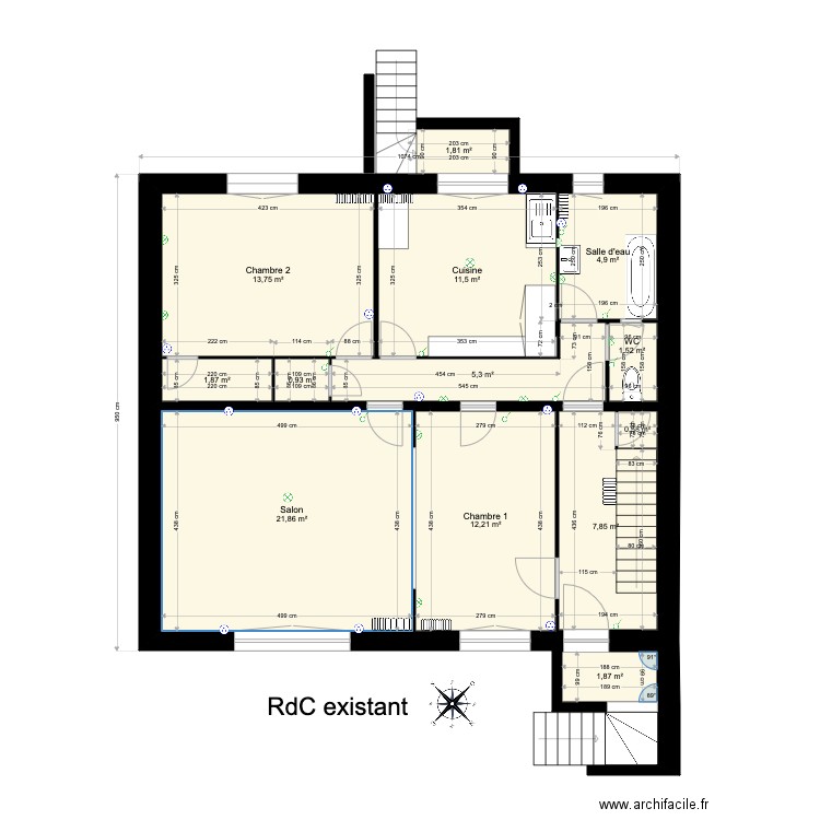 RdC existant. Plan de 0 pièce et 0 m2