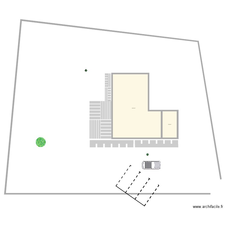 Maison. Plan de 2 pièces et 117 m2