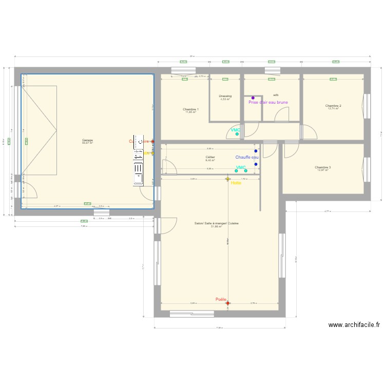 Plan réseau toit. Plan de 10 pièces et 172 m2