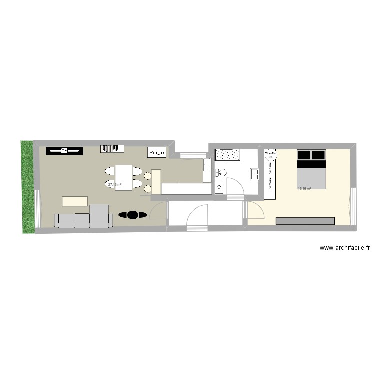 Maison perso.. Plan de 2 pièces et 43 m2