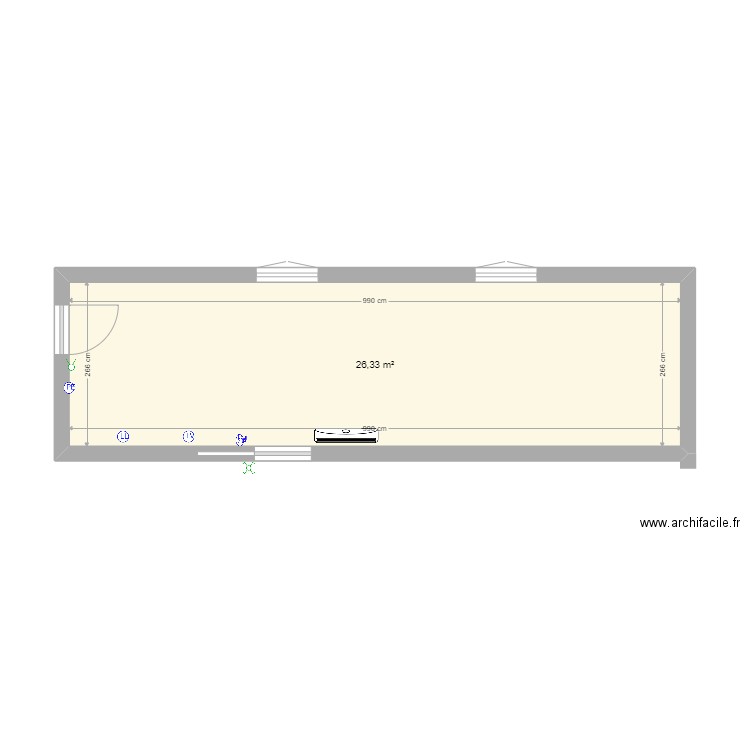 brignole. Plan de 1 pièce et 26 m2