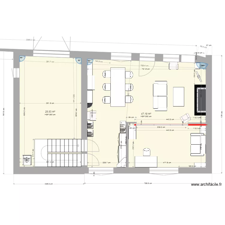rdc rect. Plan de 0 pièce et 0 m2