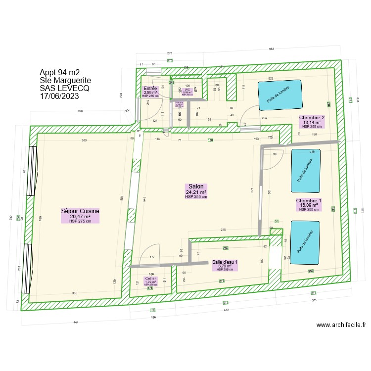 T3 94m2 Ste Marguerite 17 06 2023. Plan de 9 pièces et 93 m2