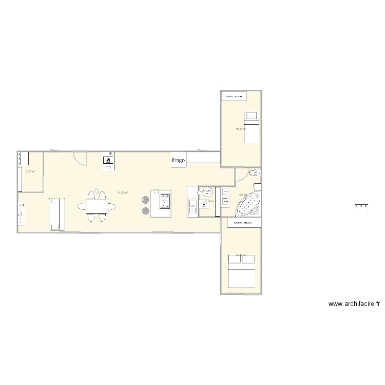 Doudsterrain2. Plan de 6 pièces et 84 m2