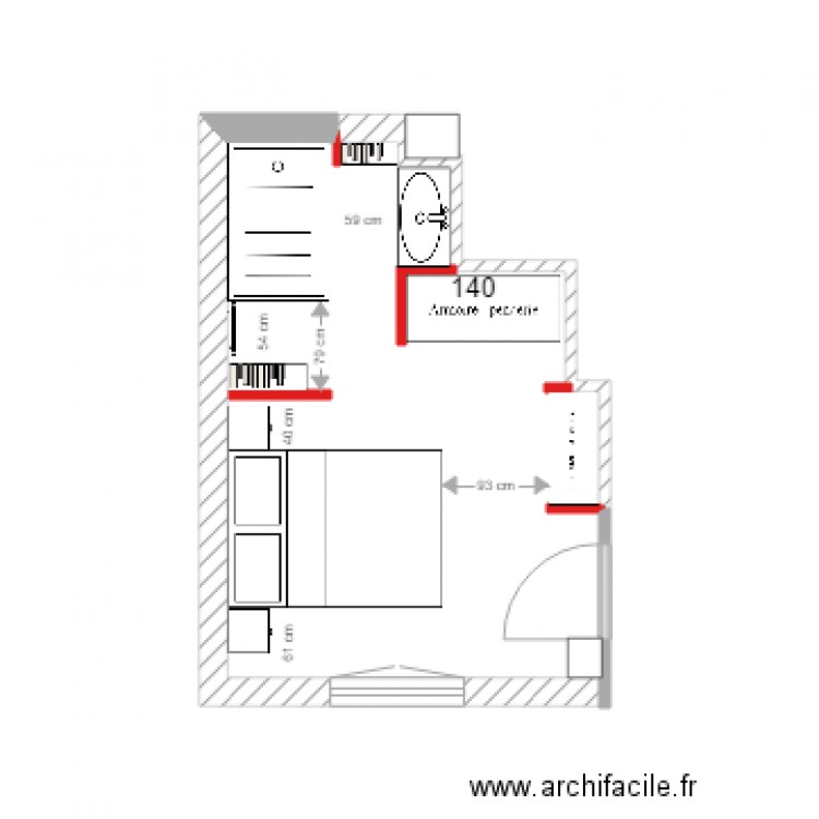 Chambre F3 option 4 OK bis. Plan de 0 pièce et 0 m2