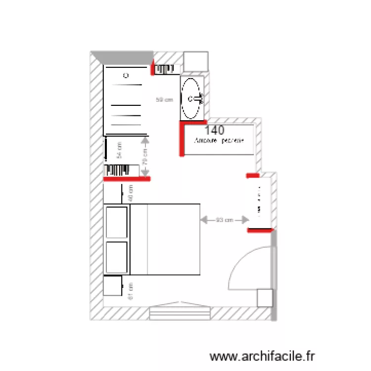 Chambre F3 option 4 OK bis. Plan de 