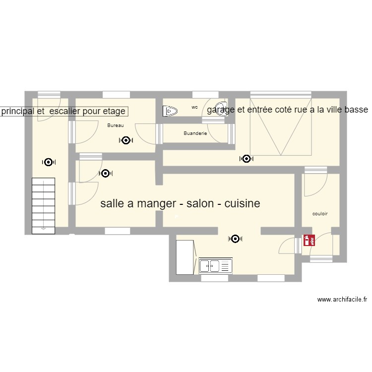 plan rez de chaussé maison. Plan de 7 pièces et 50 m2