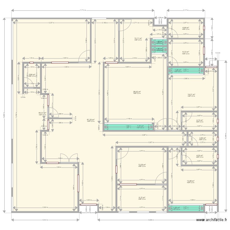 PLAN YAPI. Plan de 19 pièces et 243 m2