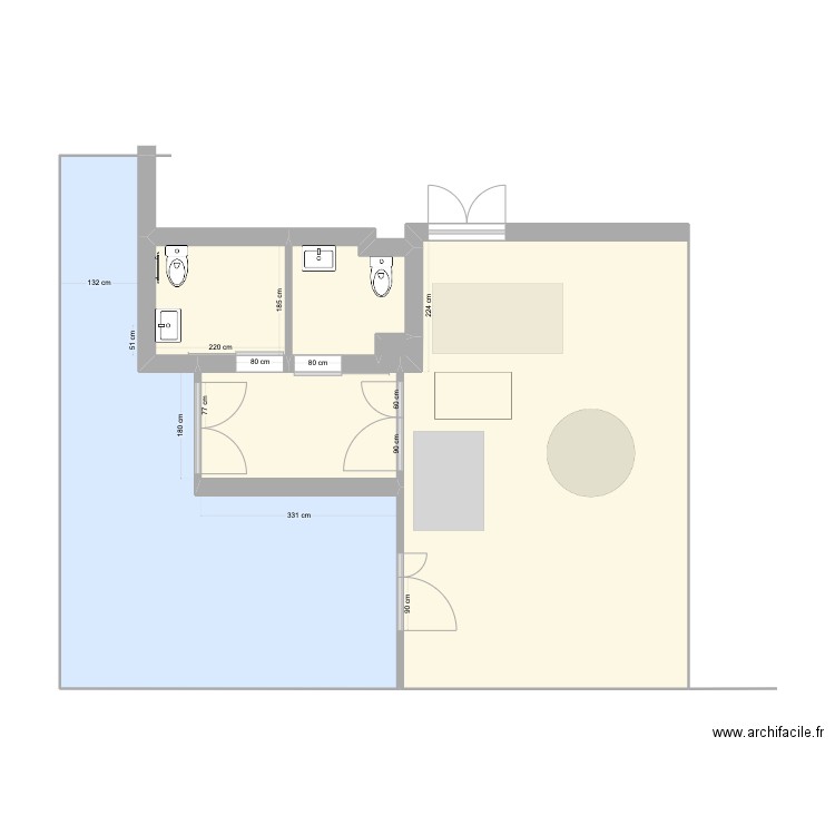 sanitaire herbouilly APRES TRAVAUX 1. Plan de 6 pièces et 77 m2