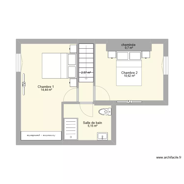 plan après travaux F3 duplex Etage Triguères. Plan de plan après travaux F3 duplex Etage Triguères. Plan de