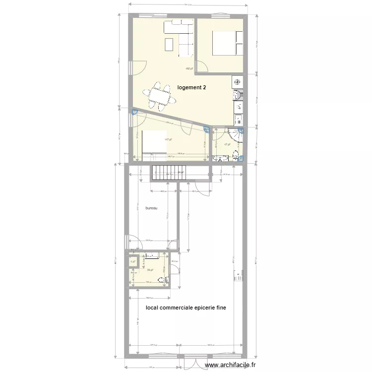 epicerie et logement 2. Plan de 