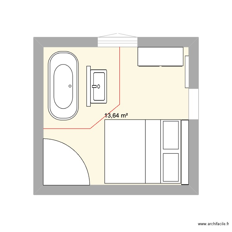 CHAMBRE 3. Plan de 1 pièce et 14 m2