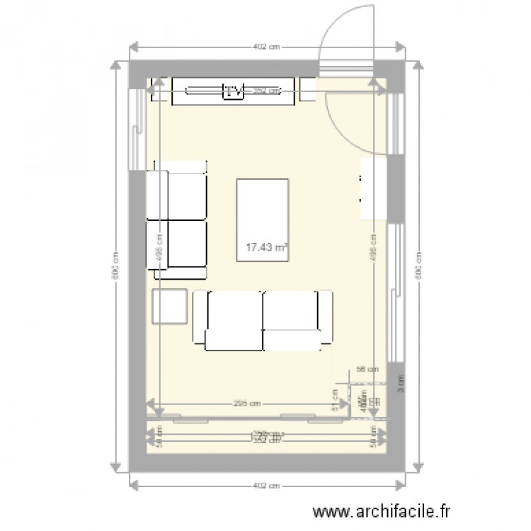 salon meublé. Plan de 0 pièce et 0 m2